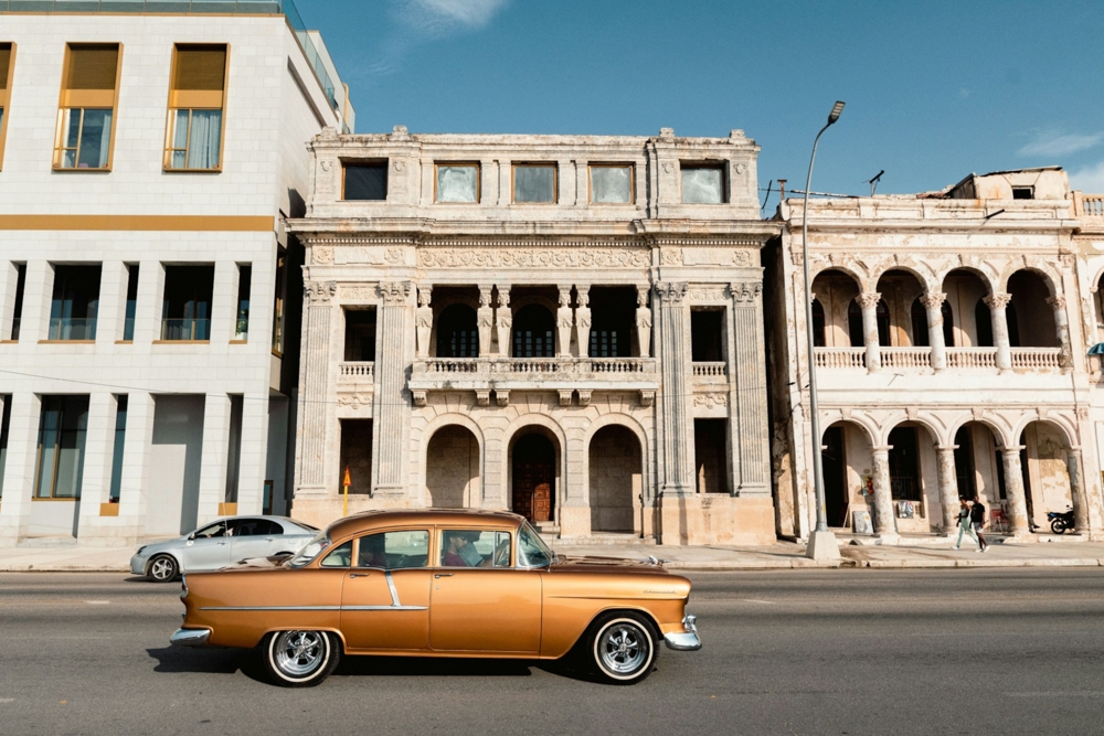 Old car driving in Cuba