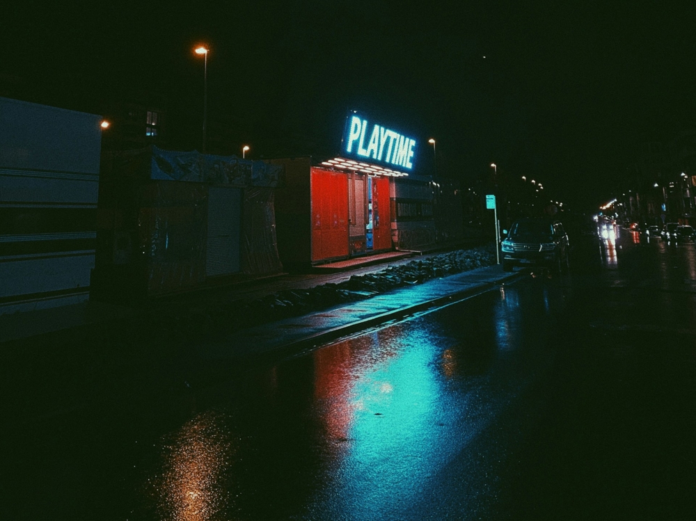 Neon sign at night