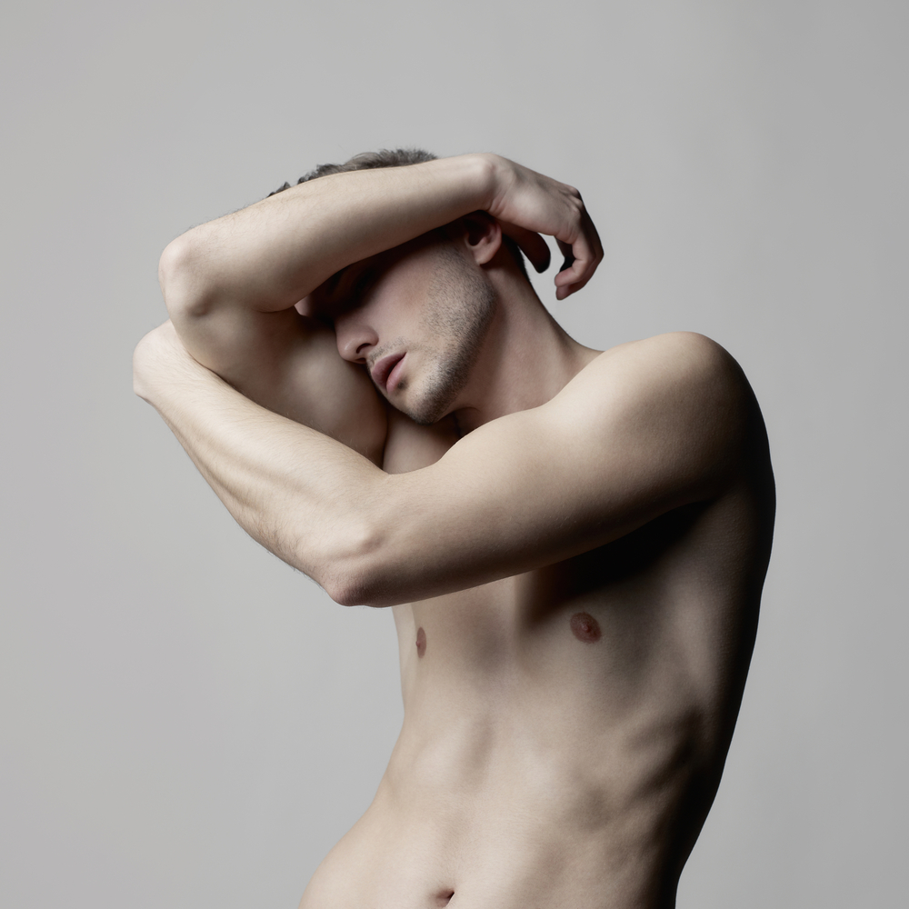 Thin nude white man