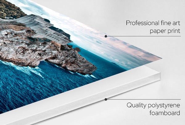 foam-mounted fine art paper print construction