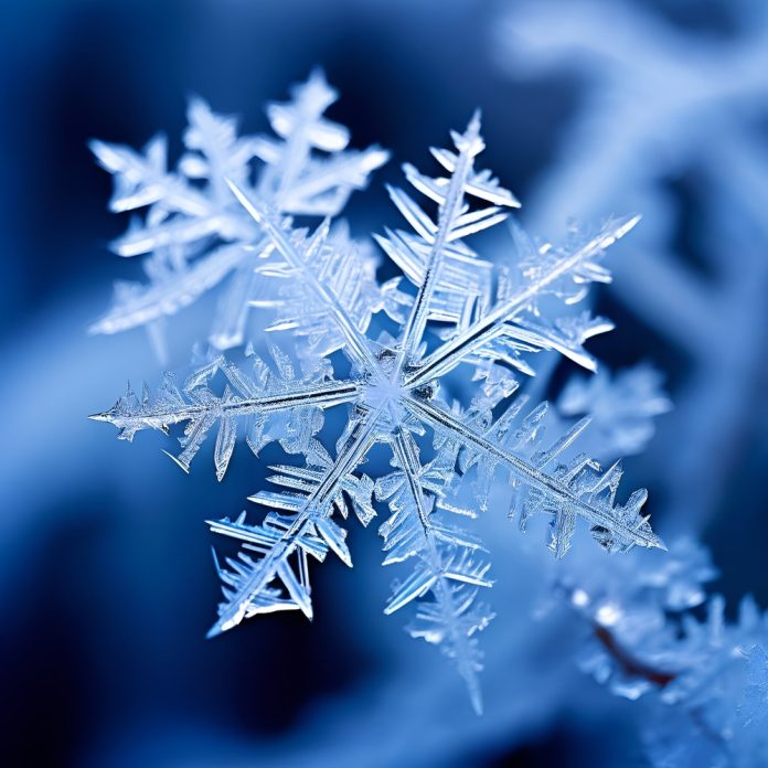 extreme close-up of a snow flake