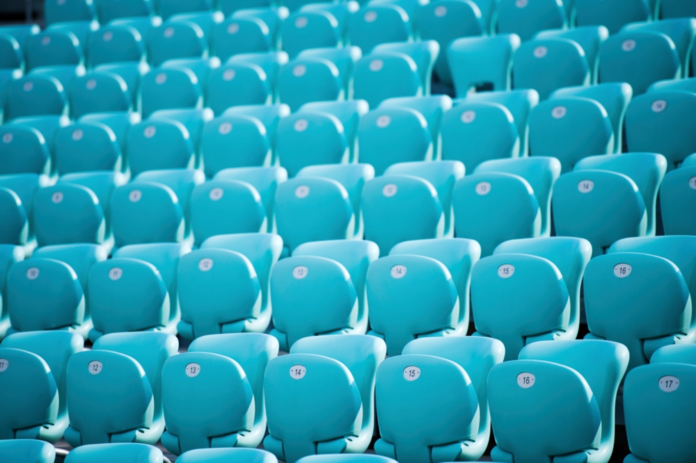 Rows of turquoise seats