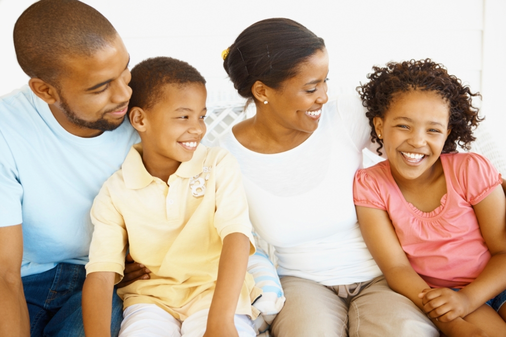 Family laughing together