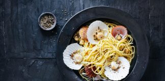 Pasta dish with clam shells