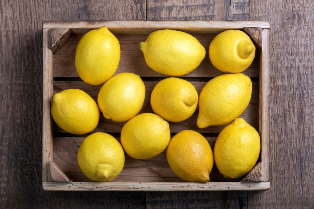 lemons in a wooden box