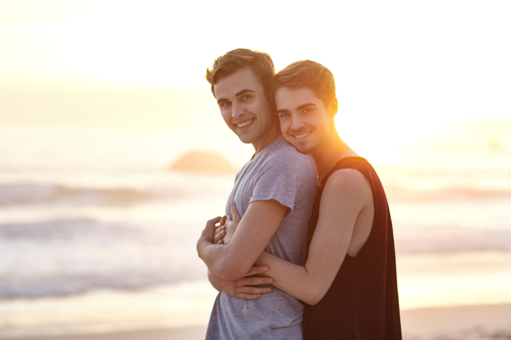 Couple standing on a beach