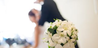 Brides bouquet before the wedding shallow depth of field