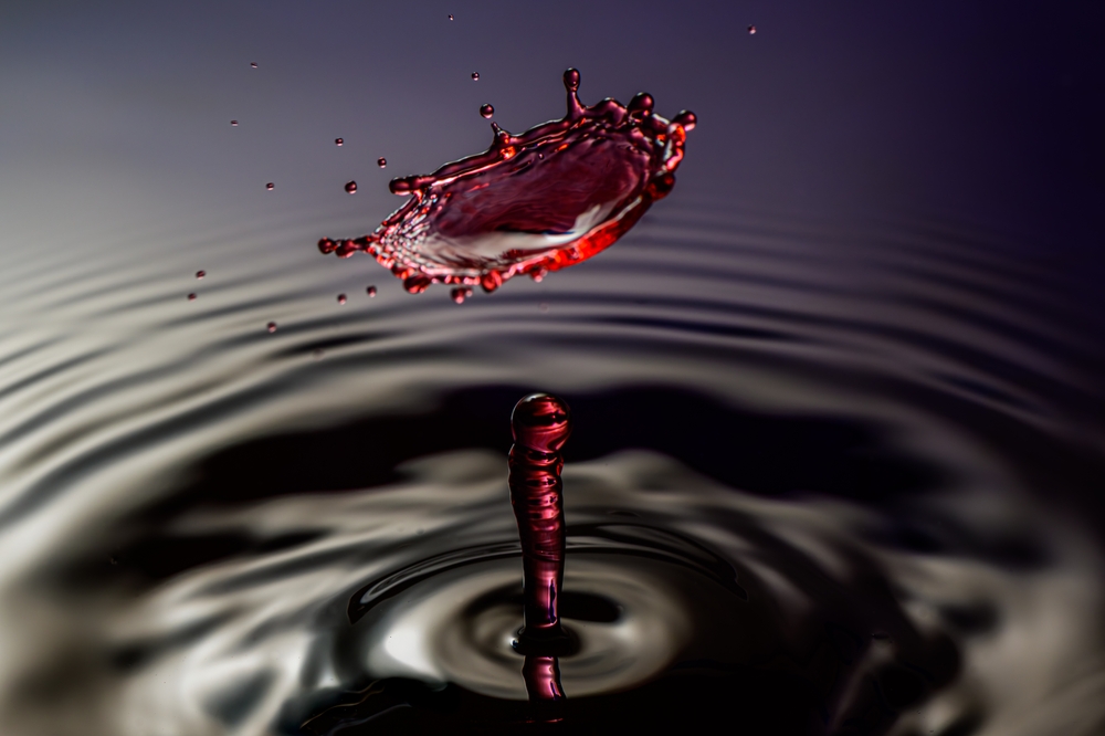 Red Macro Water Drop Splash