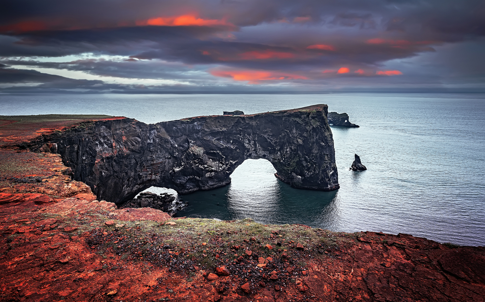 rocky coastline at sunset