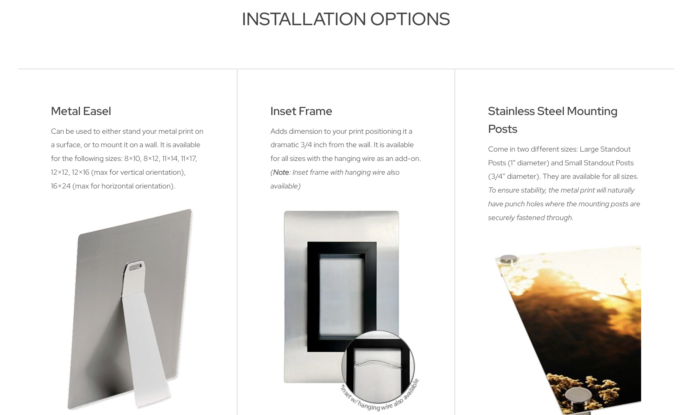 lumaprints metal print display options