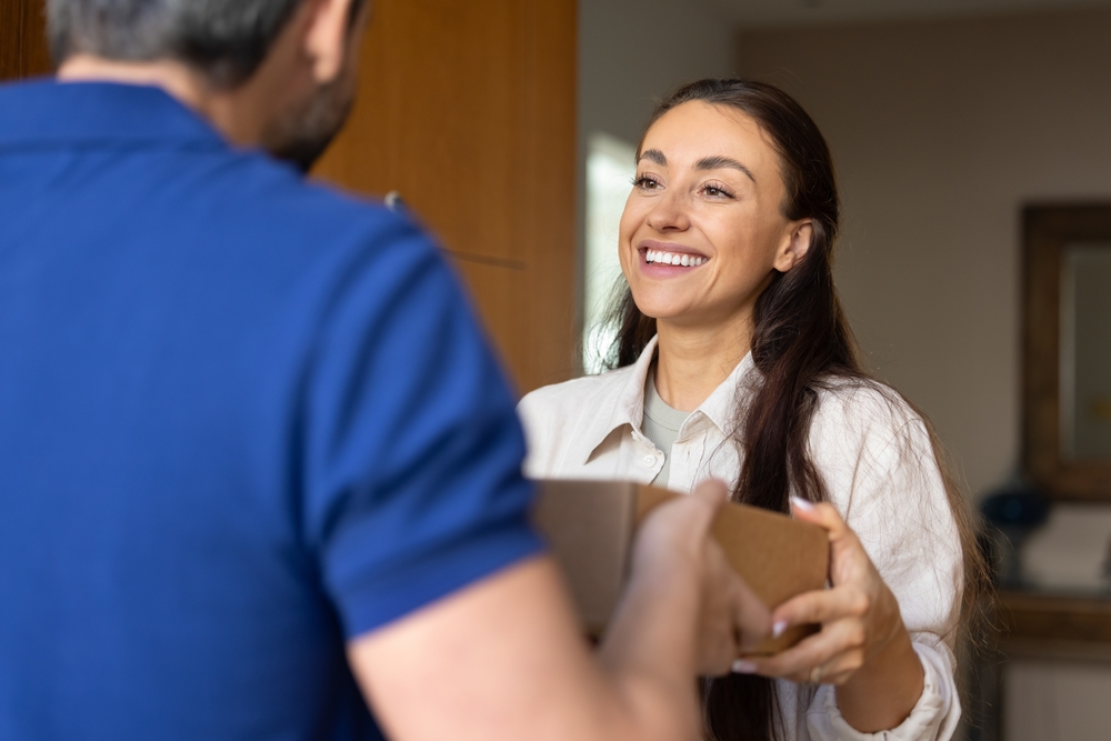 woman receiving a package