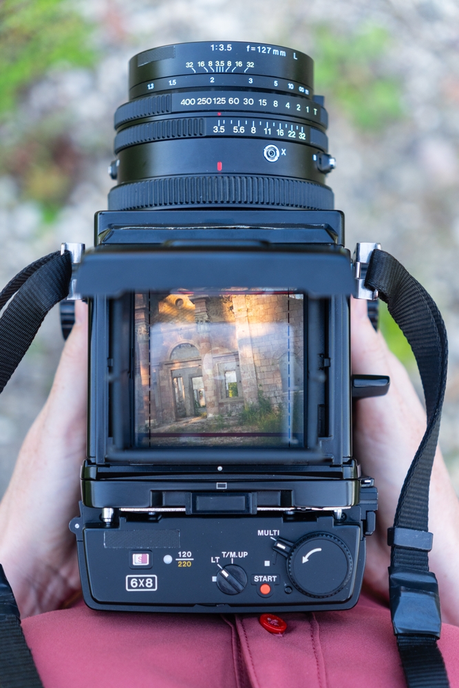 top view of medium format camera