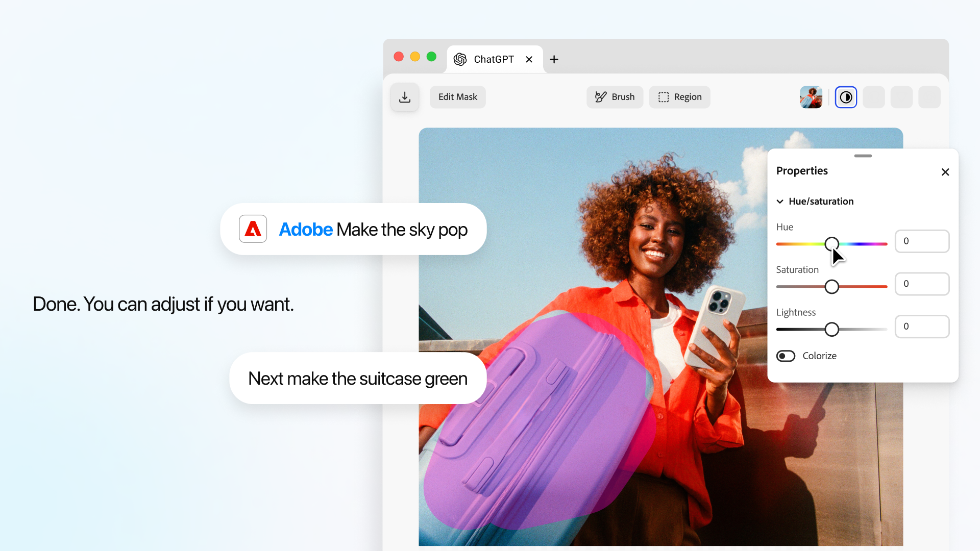 Adobe Plugin in ChatGPT Adds Photo Sliders and PDF Edits